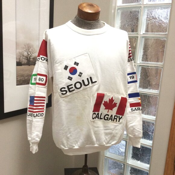 Vintage Olympic Sweatshirt Size XL with Patches - Picture 1 of 5